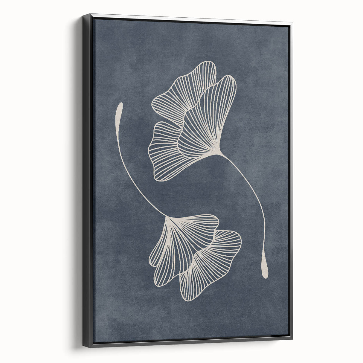 Mid Century Modern Art - Retro Minimalist Ginkgo Leaf Design in Blue