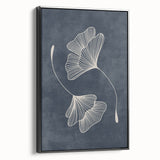 Mid Century Modern Art - Retro Minimalist Ginkgo Leaf Design in Blue
