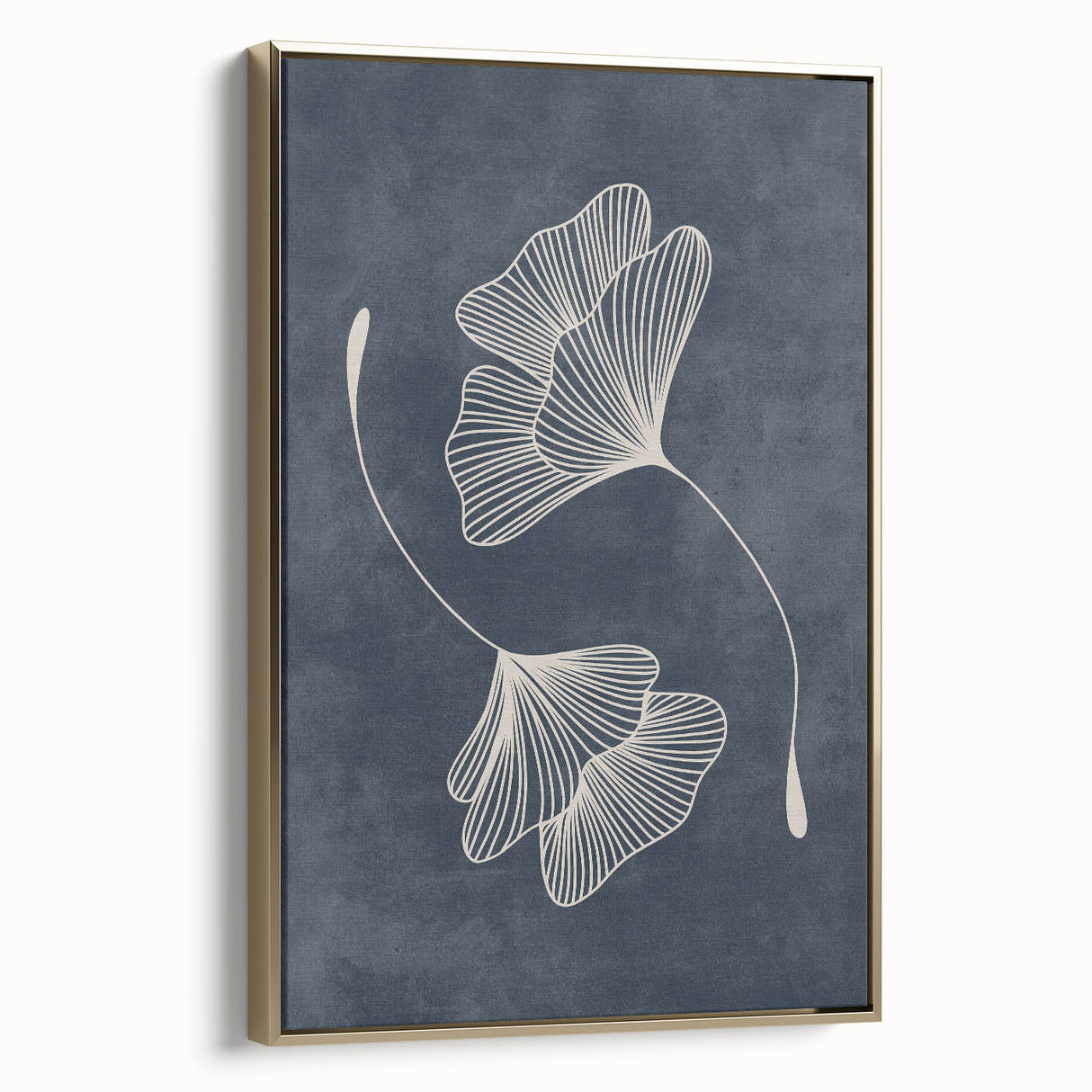 Mid Century Modern Art - Retro Minimalist Ginkgo Leaf Design in Blue
