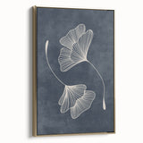 Mid Century Modern Art - Retro Minimalist Ginkgo Leaf Design in Blue
