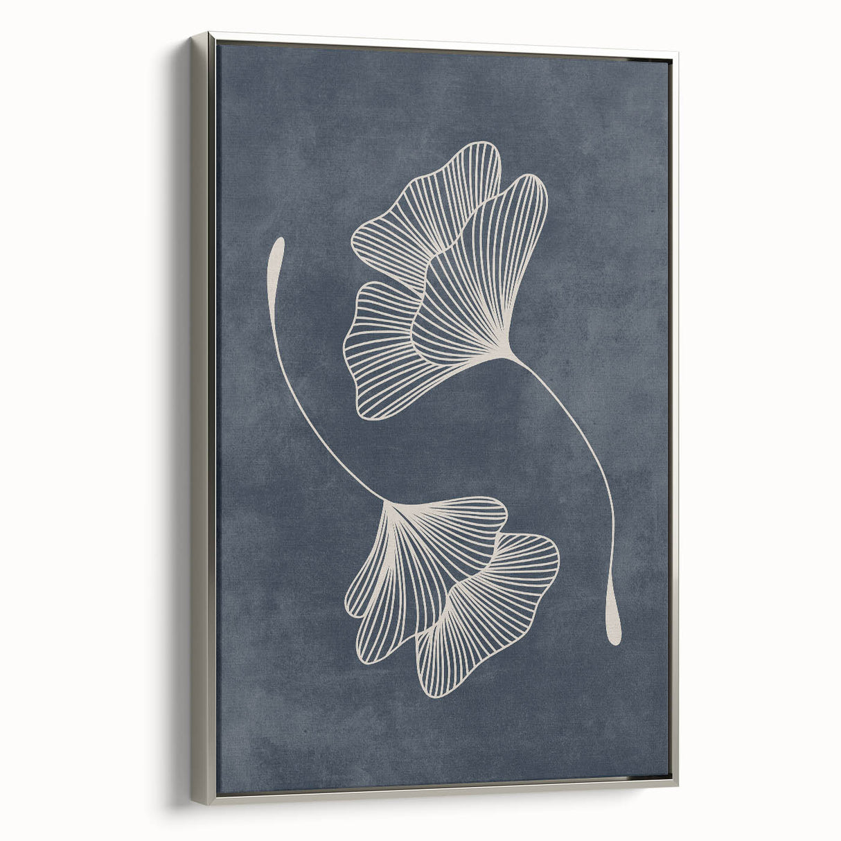 Mid Century Modern Art - Retro Minimalist Ginkgo Leaf Design in Blue