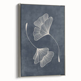 Mid Century Modern Art - Retro Minimalist Ginkgo Leaf Design in Blue