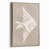 Mid Century Modern Art - Minimalist Retro Fish Design in Beige Tones