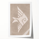 Mid Century Modern Art - Minimalist Retro Fish Design in Beige Tones