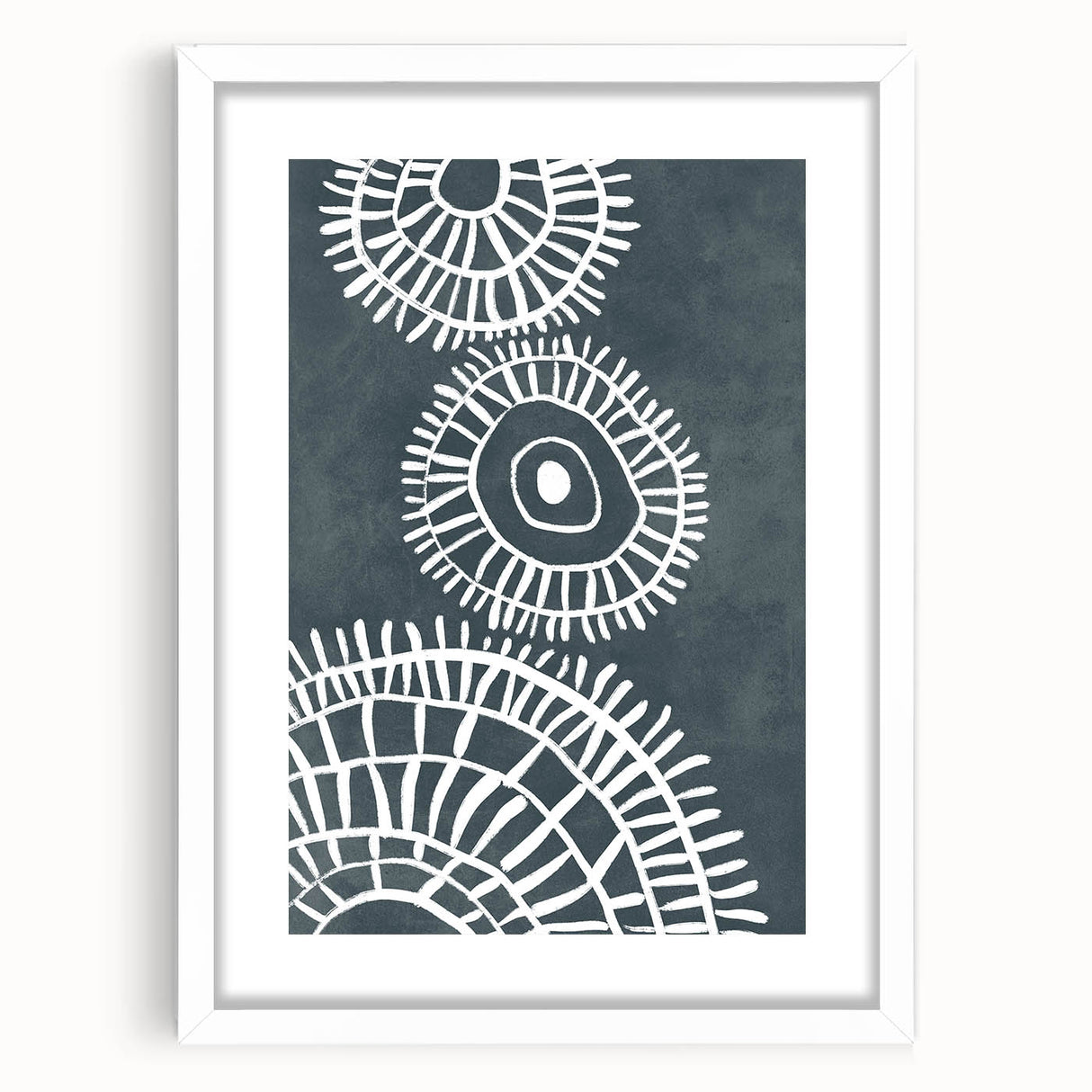 Mid Century Modern Art | Abstract Geometric Wall Decor | Teal & White Print