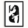 Mid Century Modern Art – Retro Abstract Bird Wall Decor in Black & White