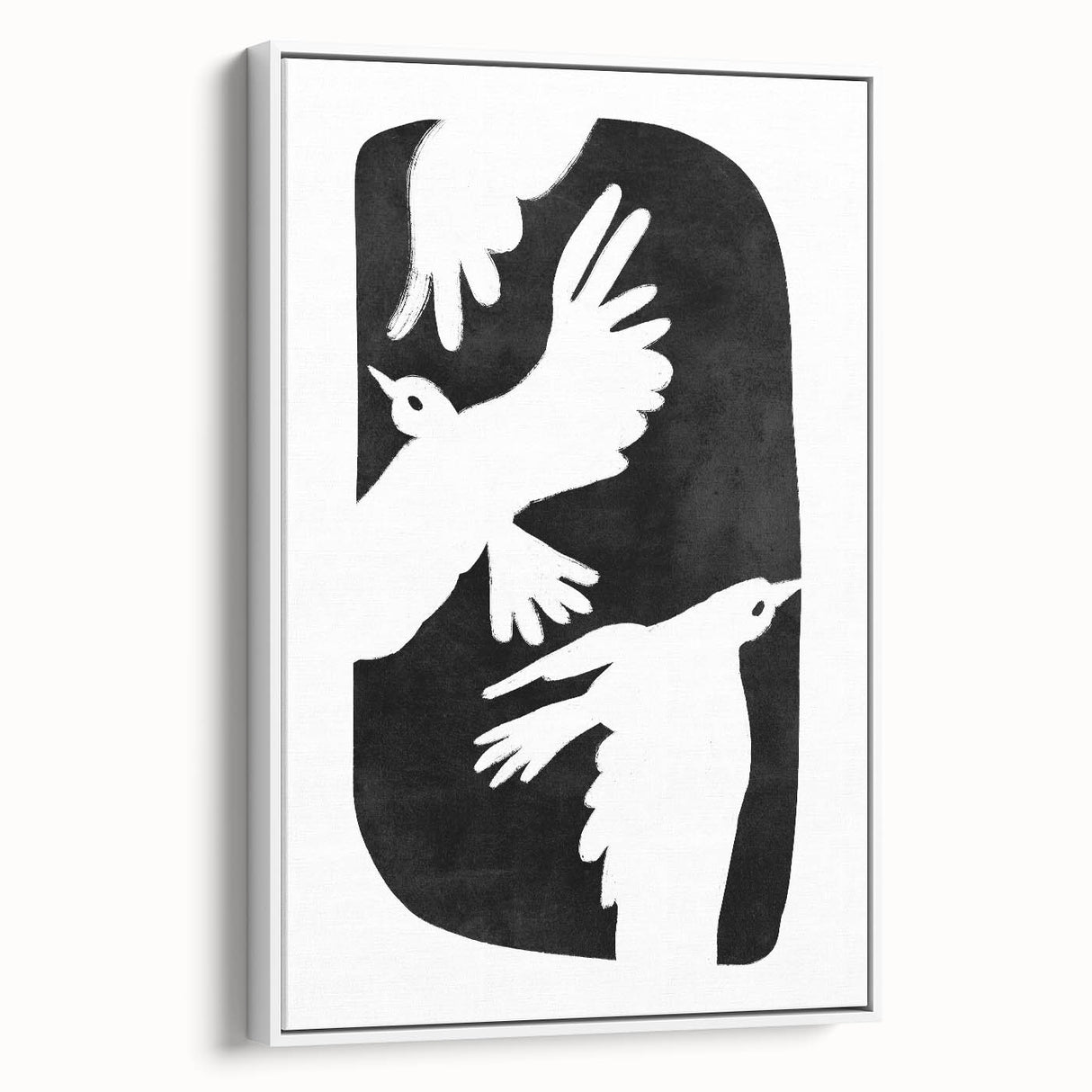 Mid Century Modern Art – Retro Abstract Bird Wall Decor in Black & White
