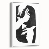 Mid Century Modern Art – Retro Abstract Bird Wall Decor in Black & White