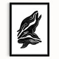 Mid Century Modern Art – Retro Abstract Fish Wall Decor in Black & White