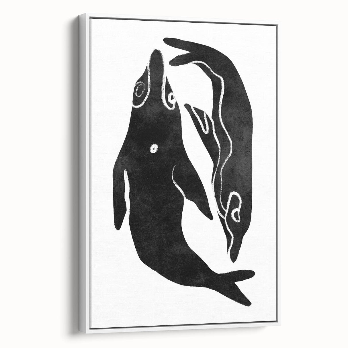 Mid Century Modern Art – Minimalist Abstract Sea Life in Black & White