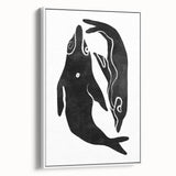 Mid Century Modern Art – Minimalist Abstract Sea Life in Black & White