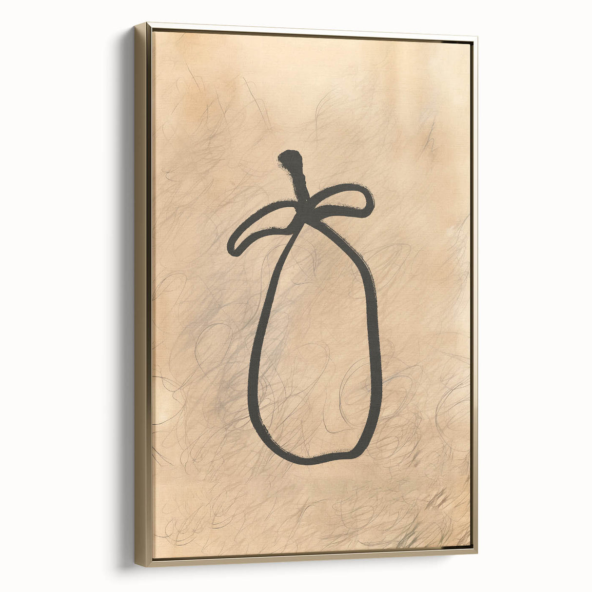 Minimalist Abstract Line Art: Organic Shape with Neutral Background