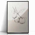 Minimalist Botanical Line Art: Sketch of Apples on Branch in Neutral Tones