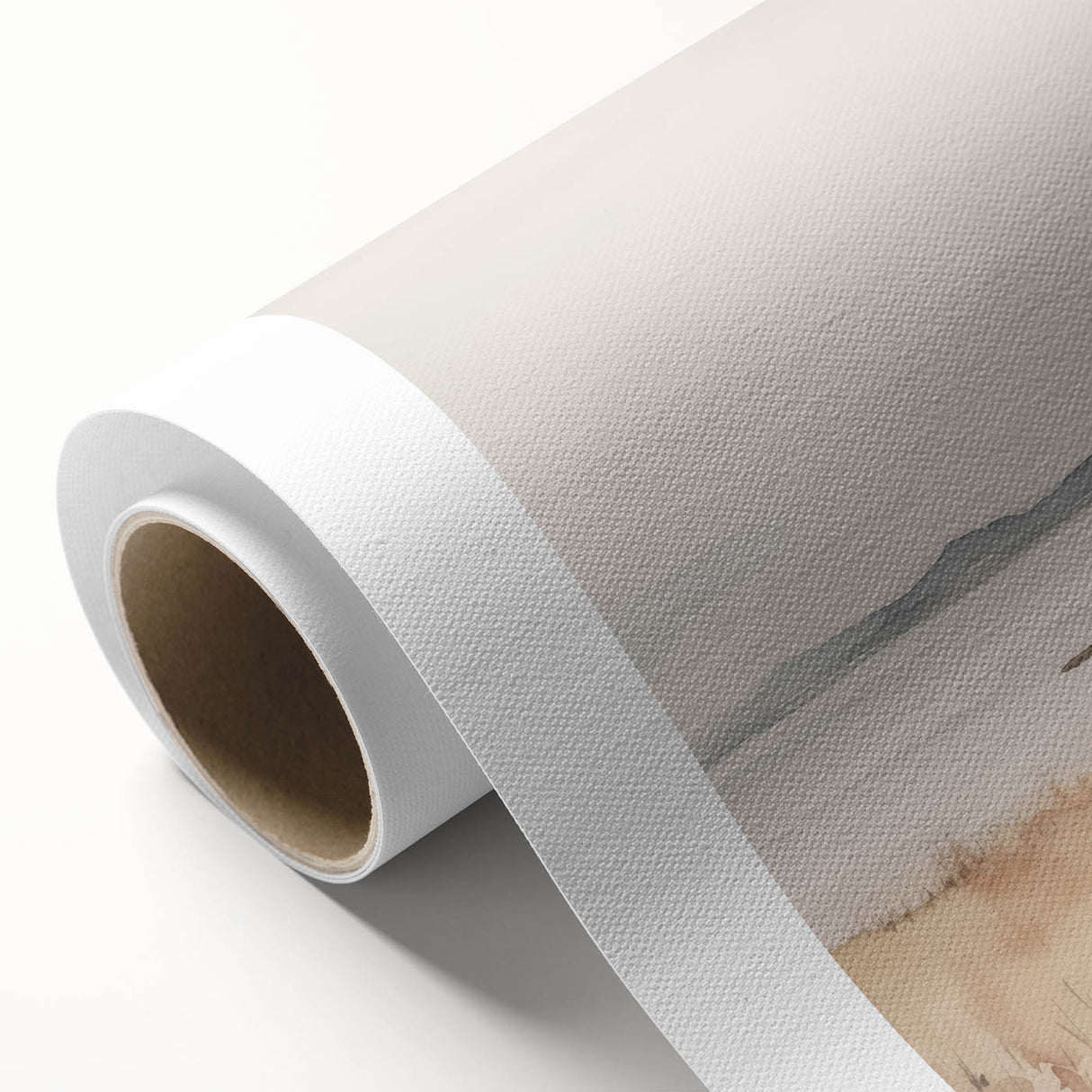 Minimalist Landscape Art: Tranquil Coastal Scene in Neutral Tones
