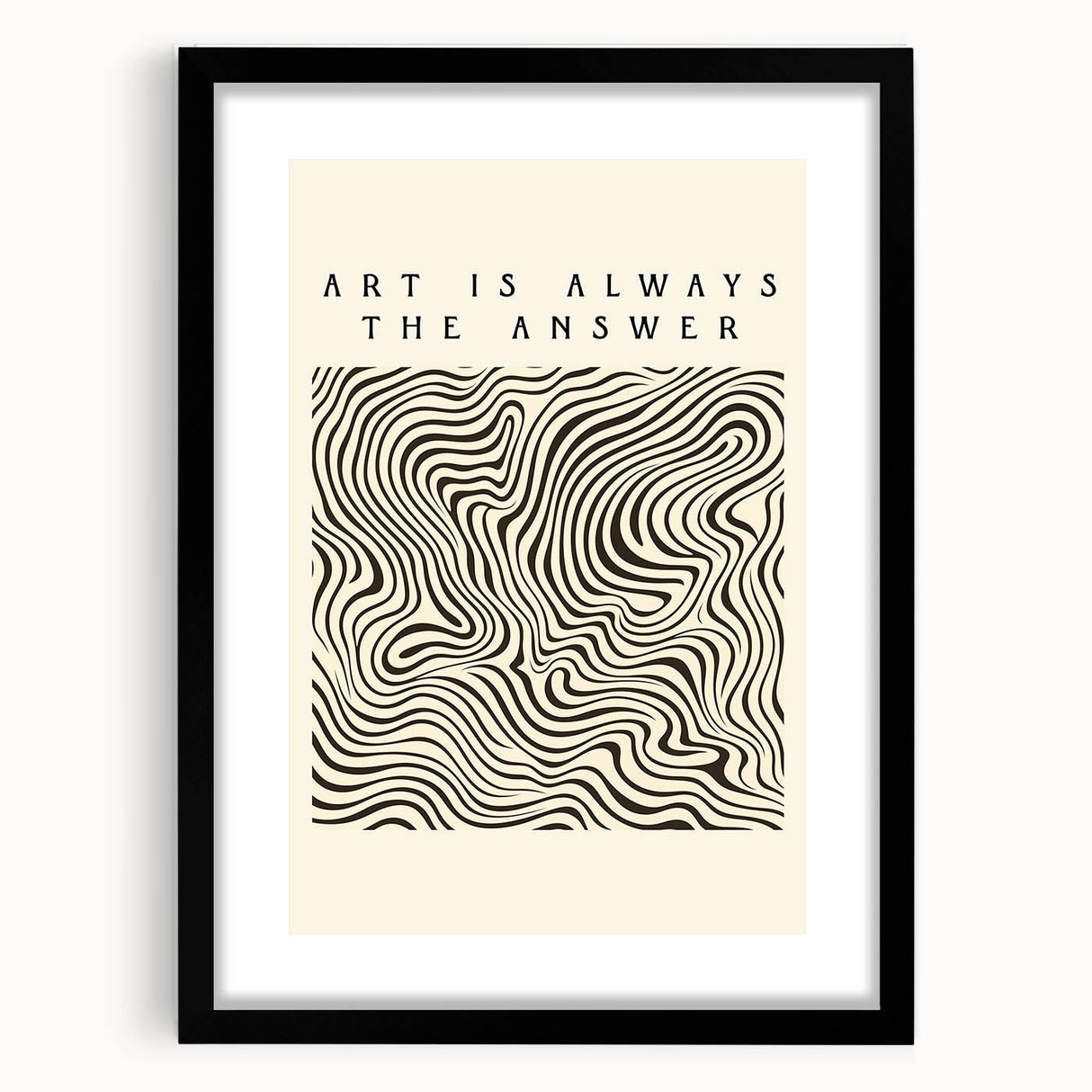 Minimalist Abstract Art: "Art is Always the Answer" Wavy Line Design