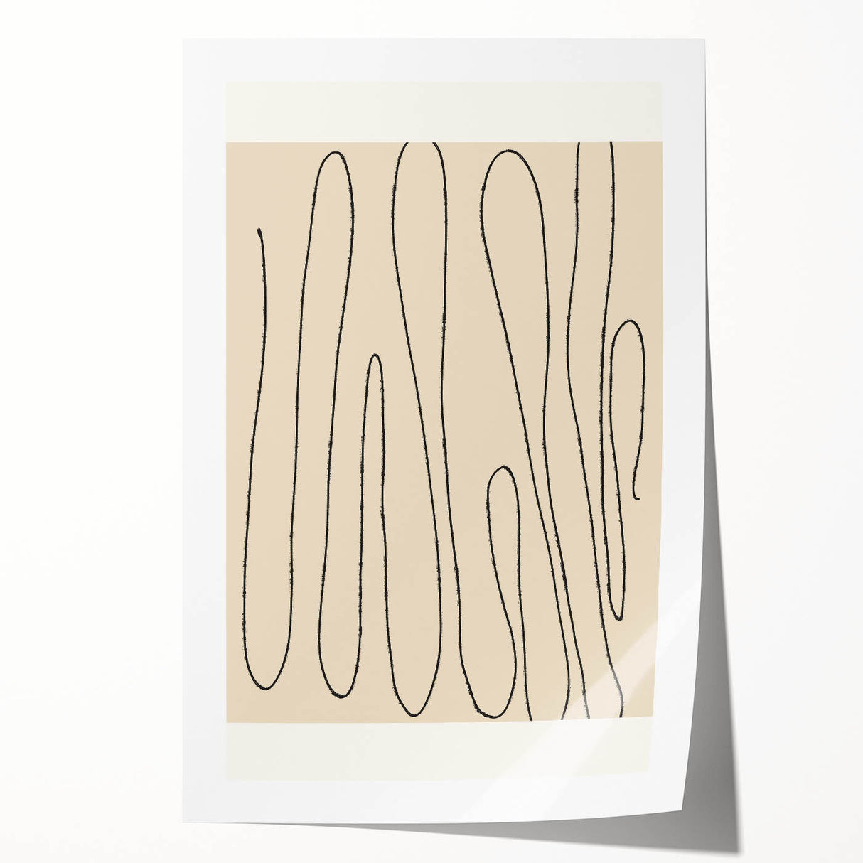 Minimalist Abstract Line Art – Modern Black and Beige Wall Art for Home Decor