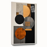 Abstract Geometric Wall Art – Modern Black, Gold, and Orange Design