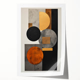 Abstract Geometric Wall Art – Modern Black, Gold, and Orange Design