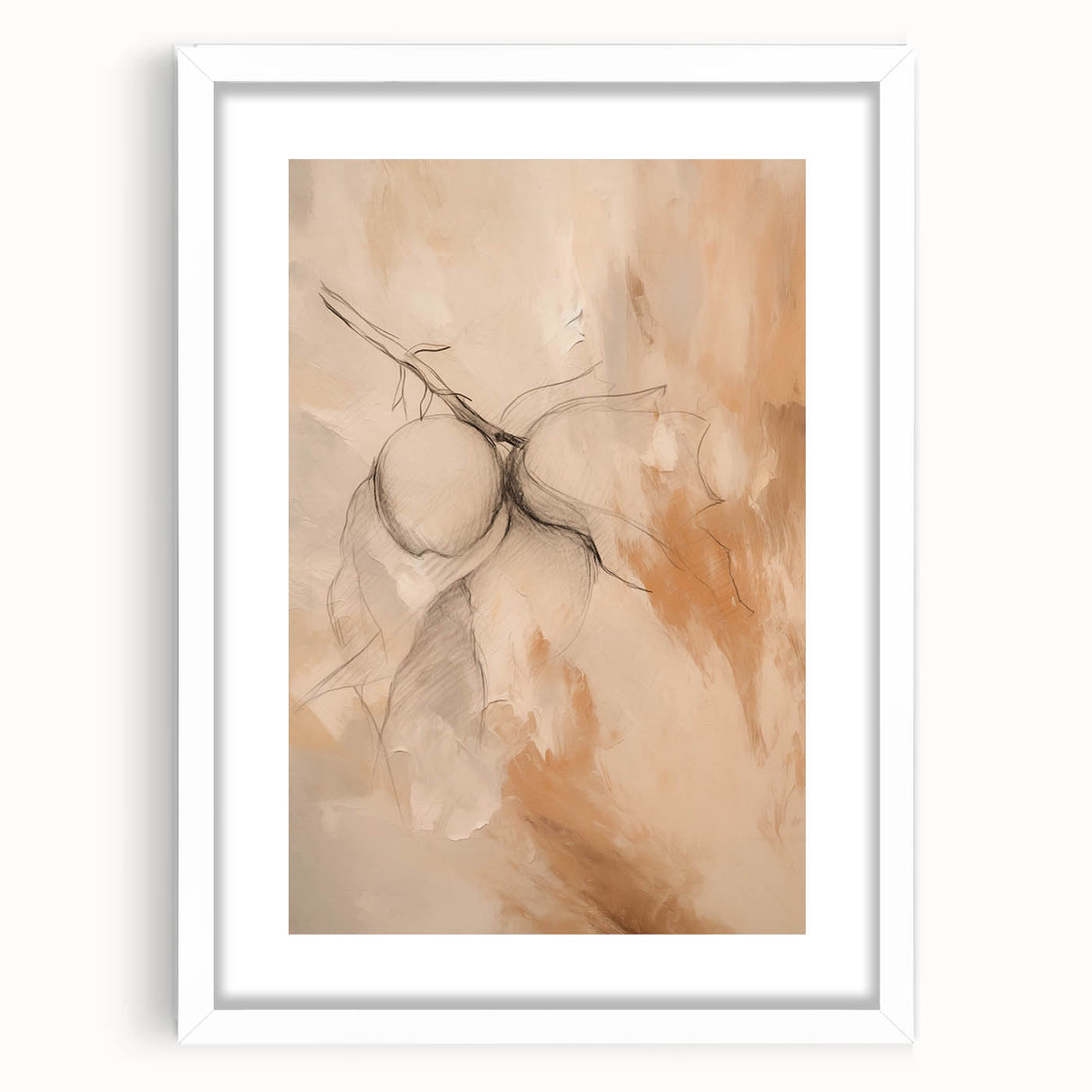 Minimalist Botanical Art – Abstract Fruit Line Drawing for Modern Decor