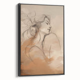 Minimalist Portrait Art – Elegant Line Drawing with Soft Earth Tones