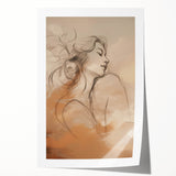 Minimalist Portrait Art – Elegant Line Drawing with Soft Earth Tones
