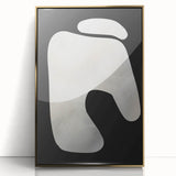 Minimalist Abstract Wall Art – White Organic Shape on Black Background