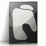 Minimalist Abstract Wall Art – White Organic Shape on Black Background