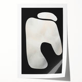 Minimalist Abstract Wall Art – White Organic Shape on Black Background