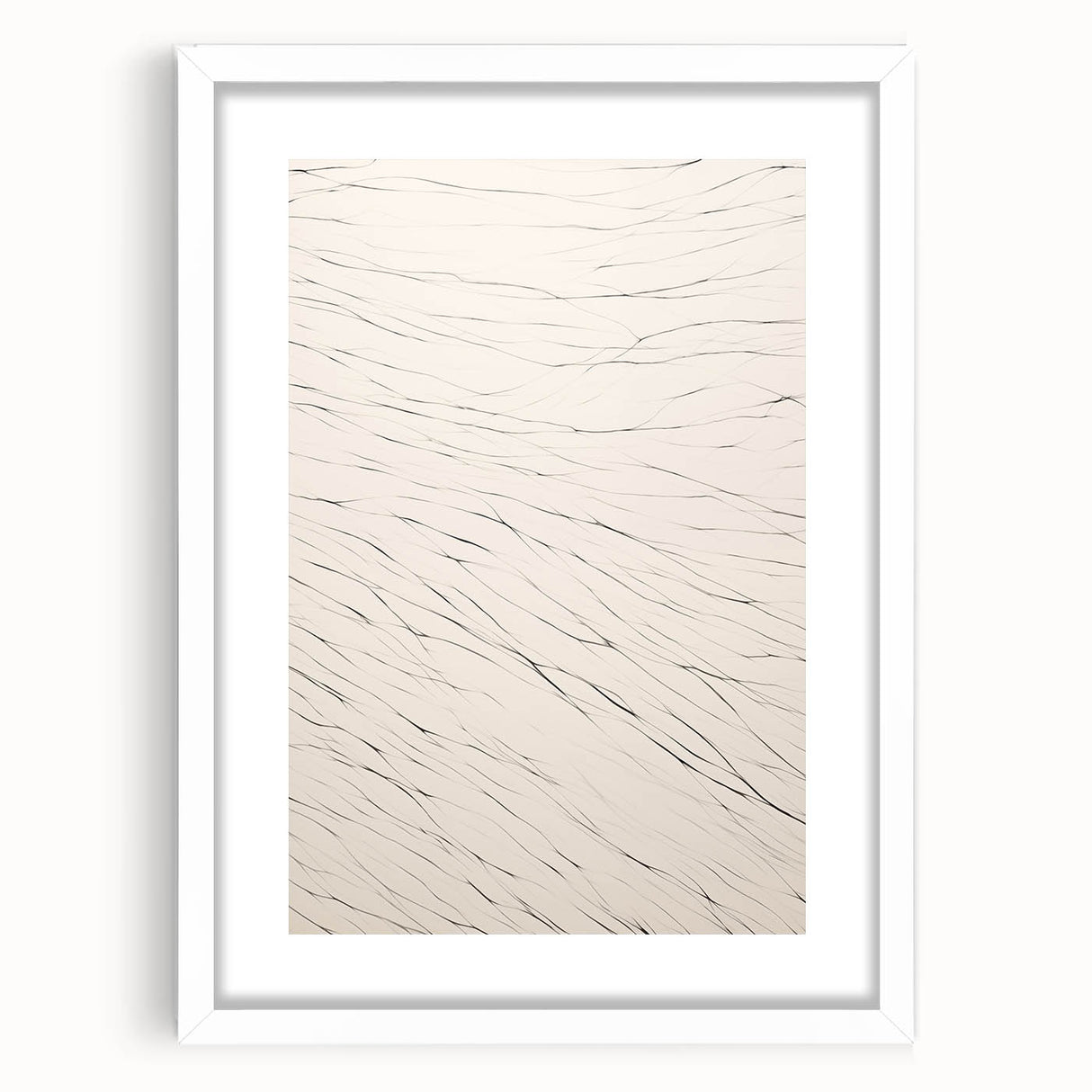 Abstract Minimalist Art – Flowing Line Pattern in Neutral Tones