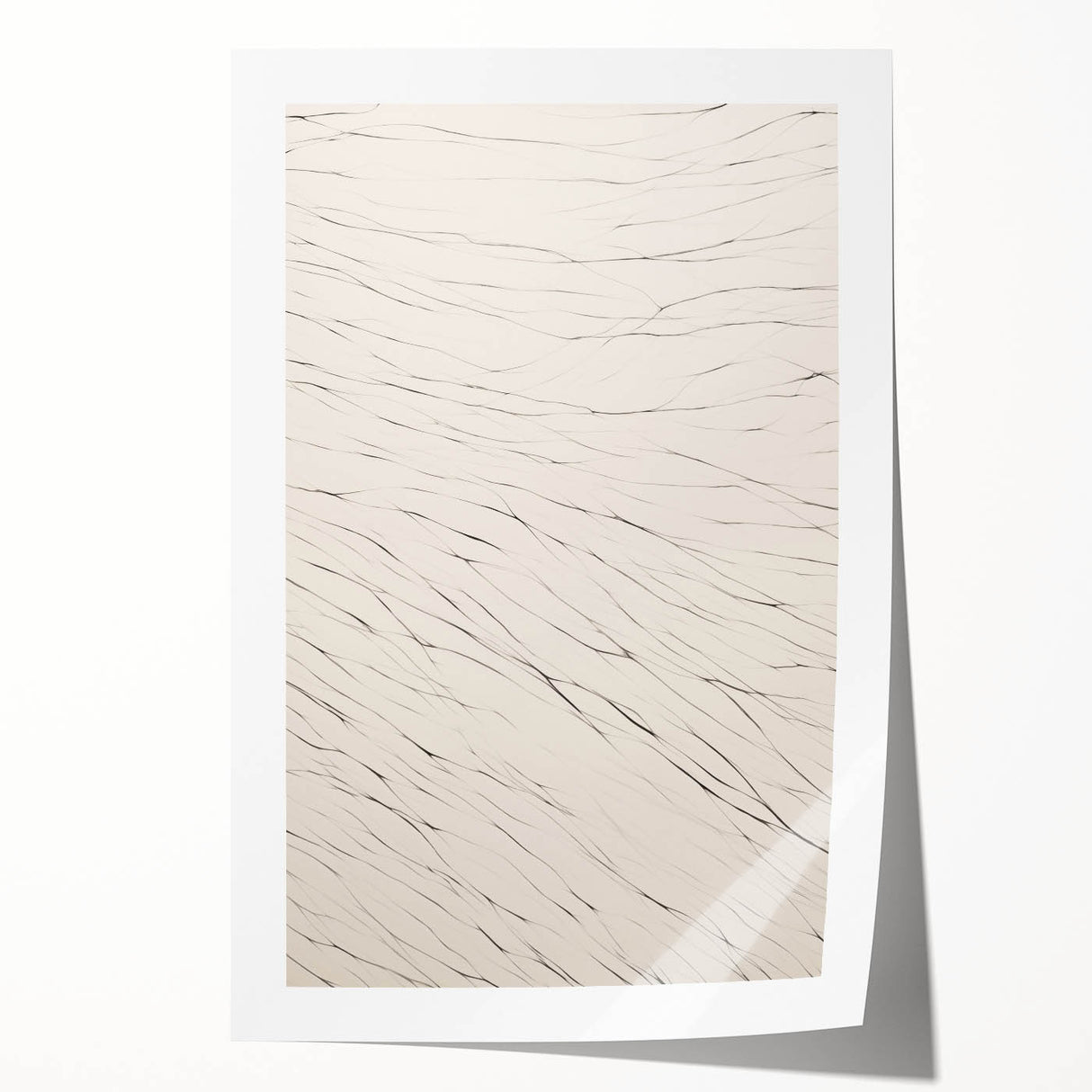 Abstract Minimalist Art – Flowing Line Pattern in Neutral Tones