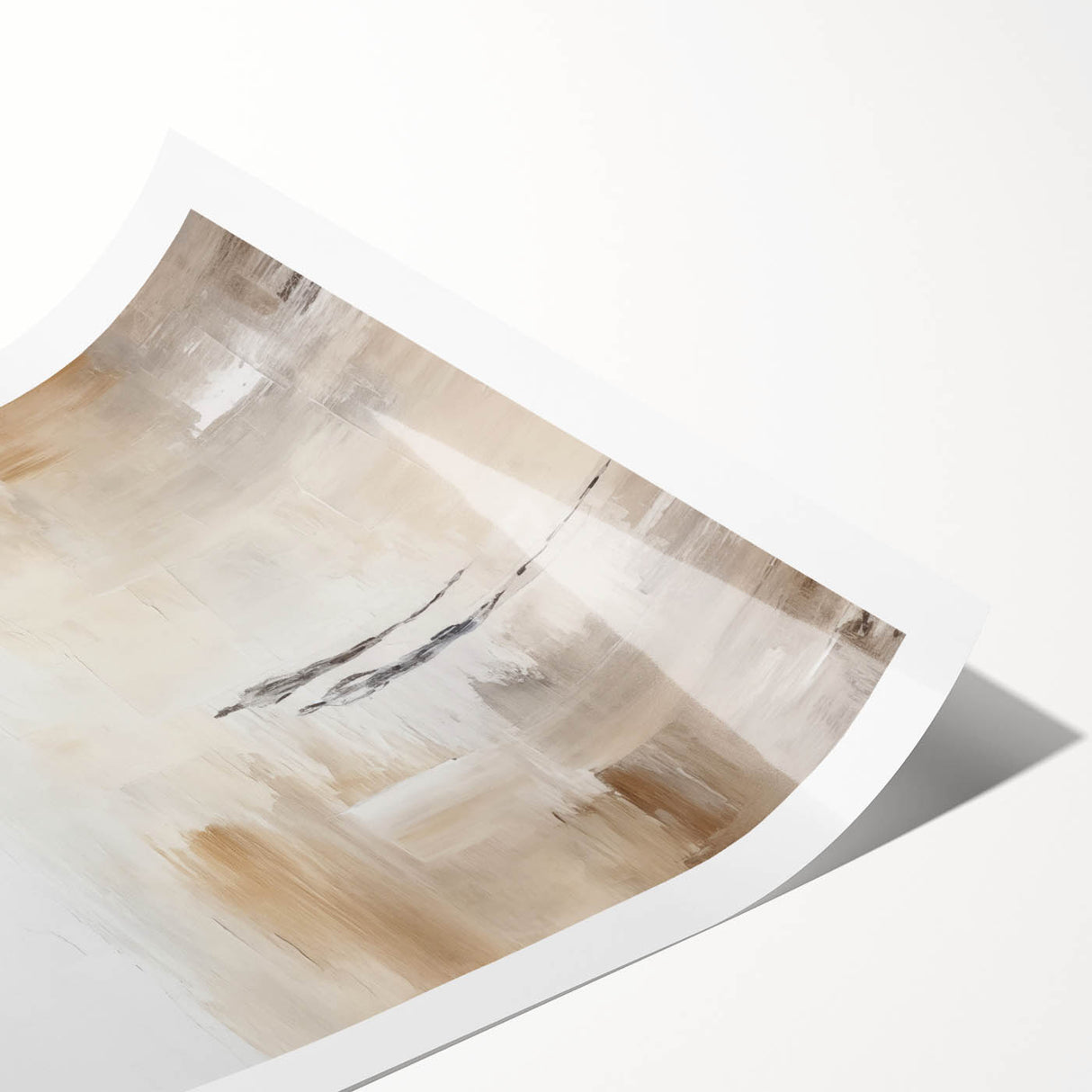 Minimalist Abstract Art – Subtle Landscape with Figures in Neutral Tones