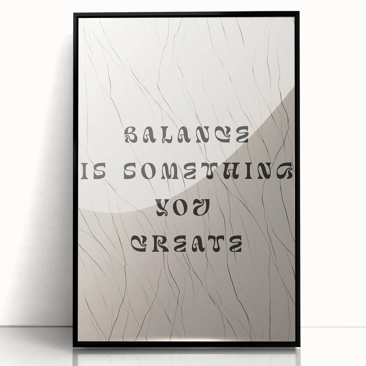 Minimalist Quote Wall Art – "Balance is Something You Create" with Abstract Lines
