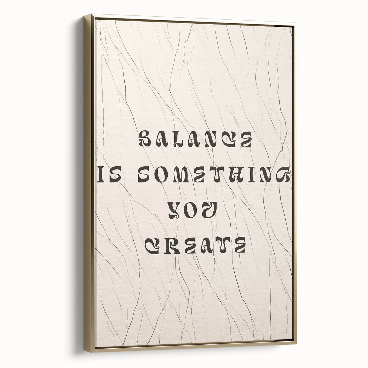 Minimalist Quote Wall Art – "Balance is Something You Create" with Abstract Lines