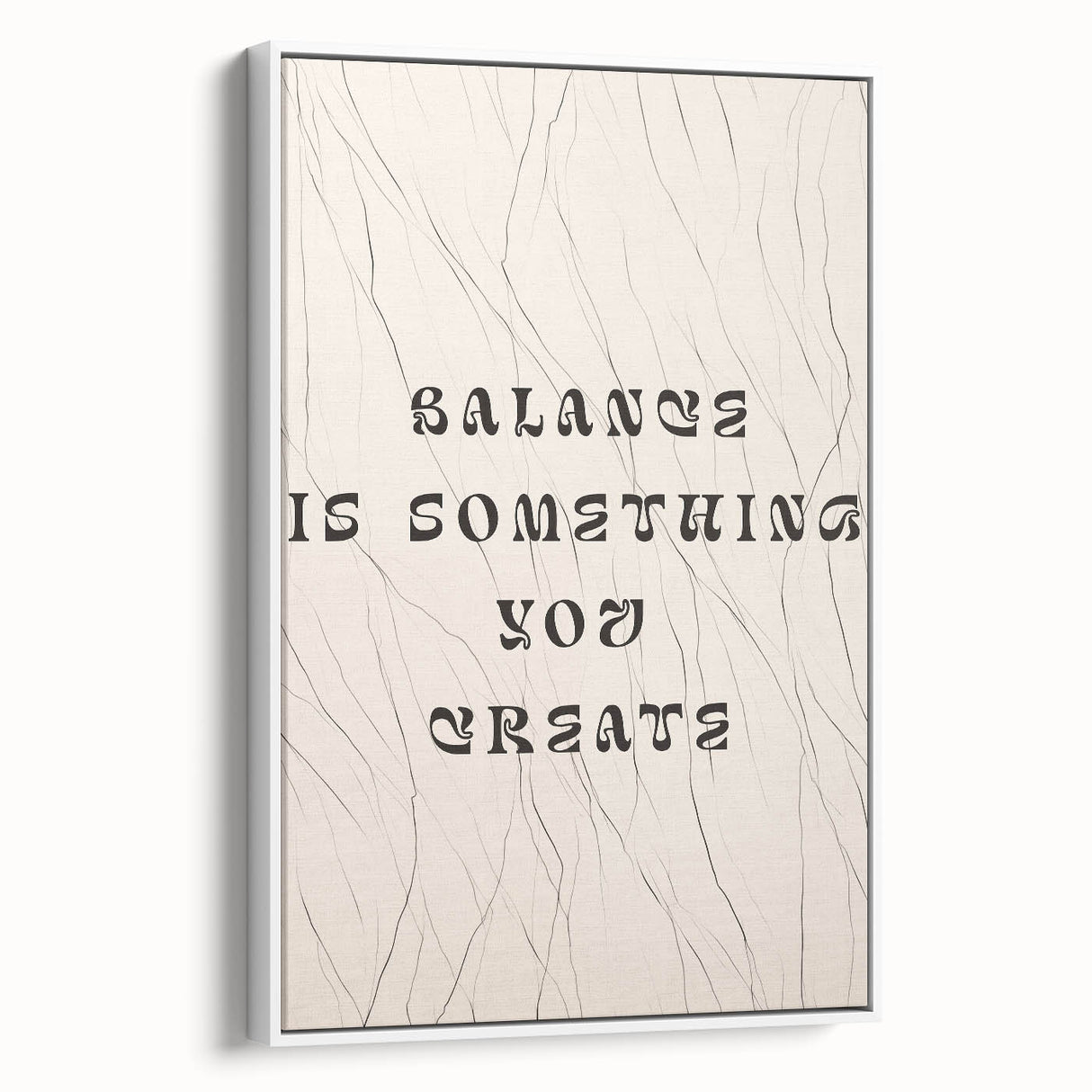 Minimalist Quote Wall Art – "Balance is Something You Create" with Abstract Lines