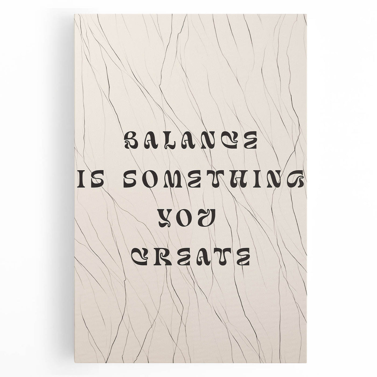 Minimalist Quote Wall Art – "Balance is Something You Create" with Abstract Lines
