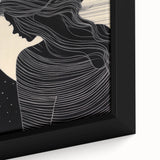 Minimalist Silhouette Art – Woman in Moonlight with Flowing Lines