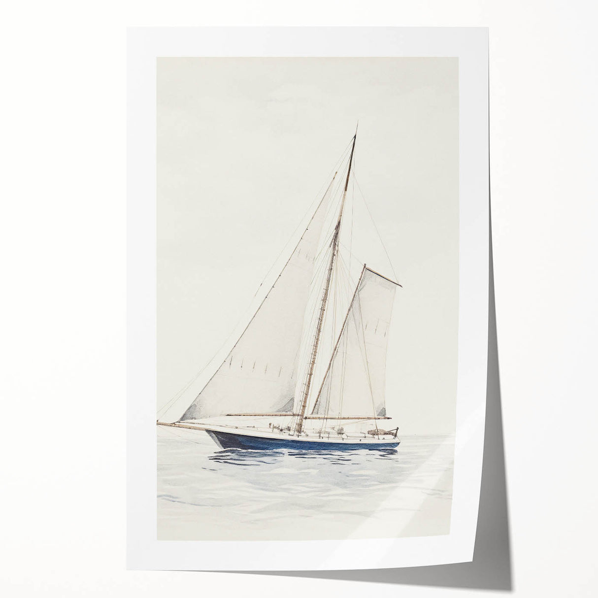 Minimalist Sailboat Art – Black and White Nautical Drawing