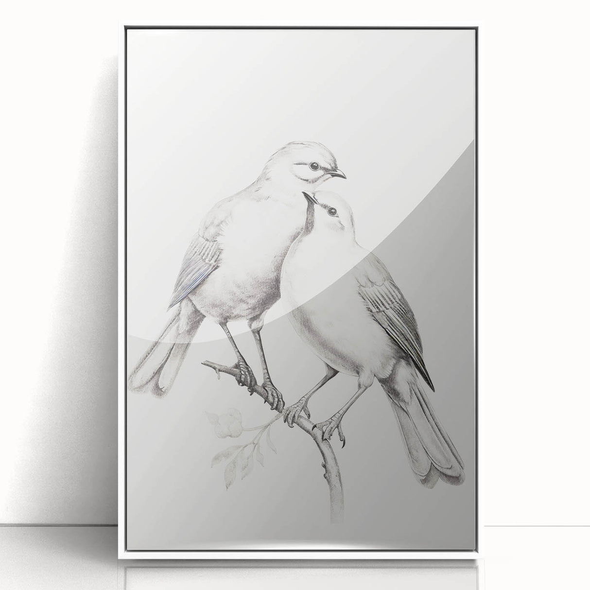 Minimalist Bird Sketch – Elegant Pencil Drawing of Two Birds on a Branch