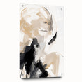 Abstract Minimalist Wall Art – Dynamic Beige and Black Brushstroke Design