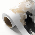 Abstract Minimalist Wall Art – Dynamic Beige and Black Brushstroke Design