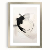 Abstract Minimalist Wall Art - Black and White Brushstroke Art Print