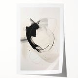 Abstract Minimalist Wall Art - Black and White Brushstroke Art Print