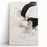 Abstract Minimalist Wall Art - Black and White Dynamic Brushstroke Art