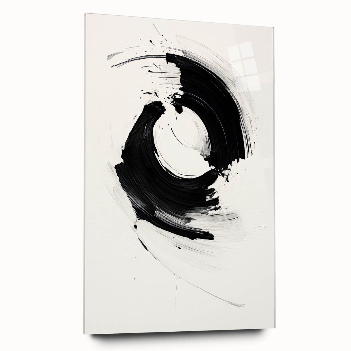 Modern Minimalist Art - Black and White Abstract Circular Wall Print