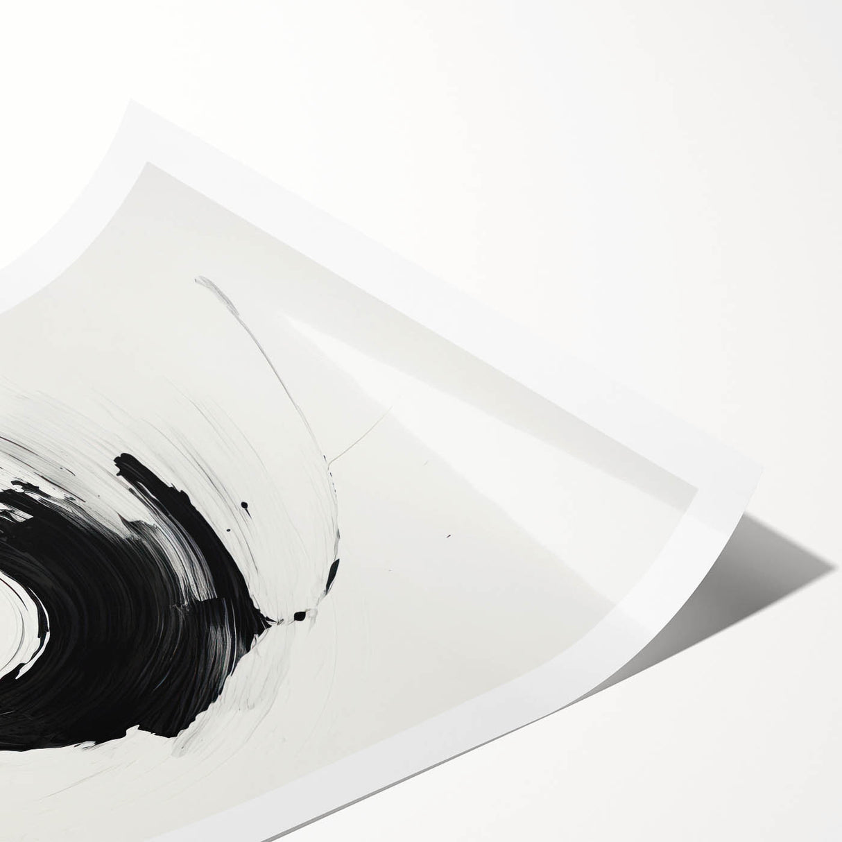 Modern Minimalist Art - Black and White Abstract Circular Wall Print
