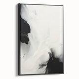 Minimalist Abstract Art - Black and White Flowing Modern Design