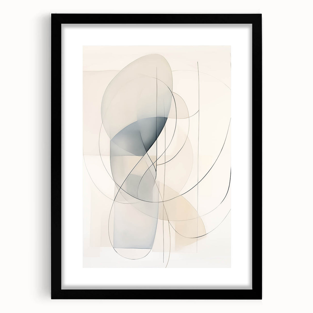 Minimalist Abstract Wall Art - Soft Curved Lines in Neutral Hues