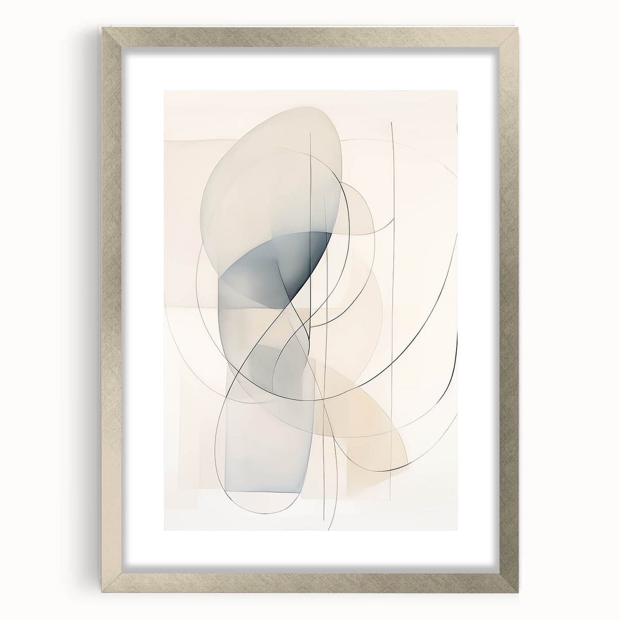 Minimalist Abstract Wall Art - Soft Curved Lines in Neutral Hues