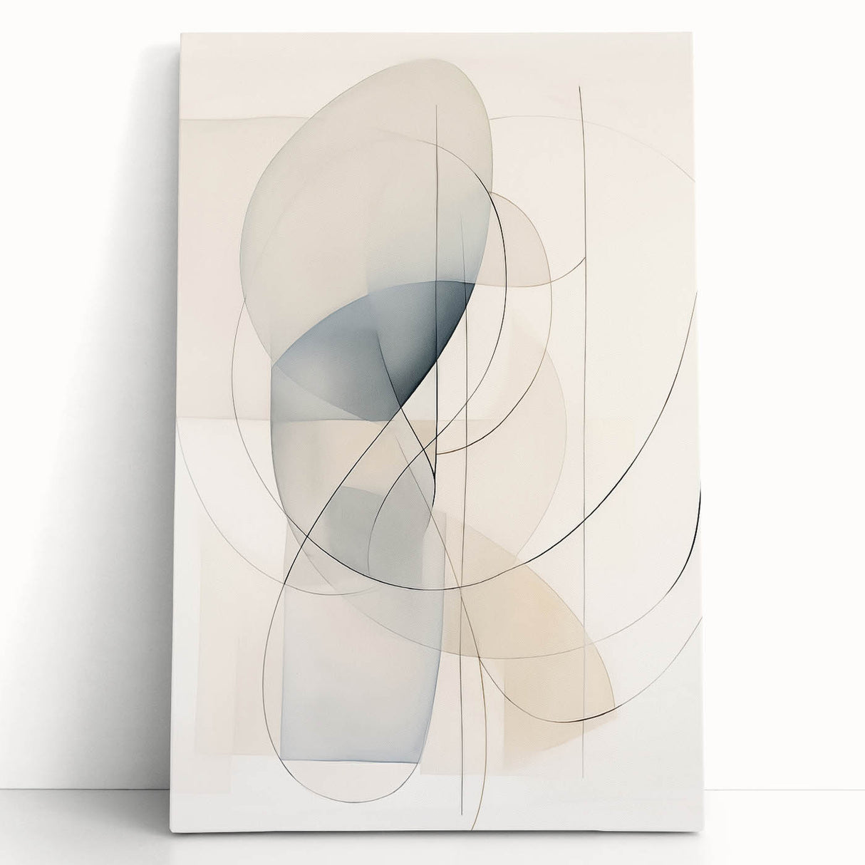 Minimalist Abstract Wall Art - Soft Curved Lines in Neutral Hues