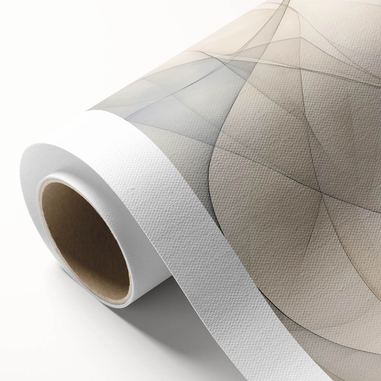 Minimalist Abstract Wall Art - Soft Curves in Neutral Beige and Gray